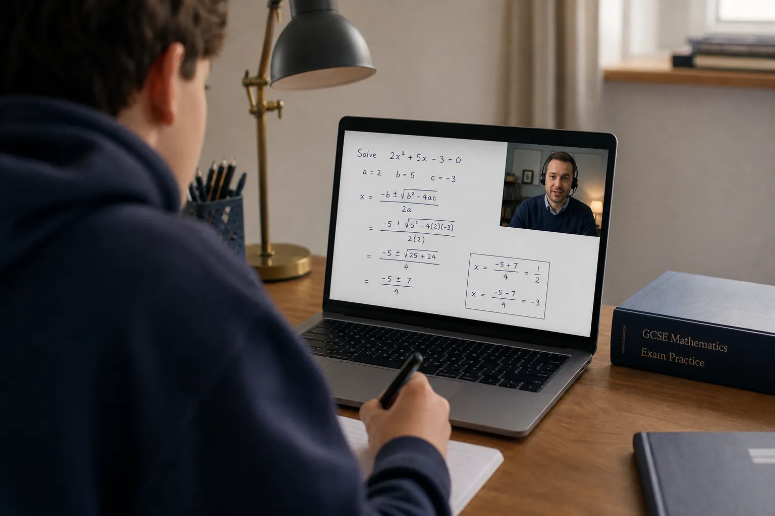 One-to-one online tutoring lesson with shared whiteboard — Nexus Academy
