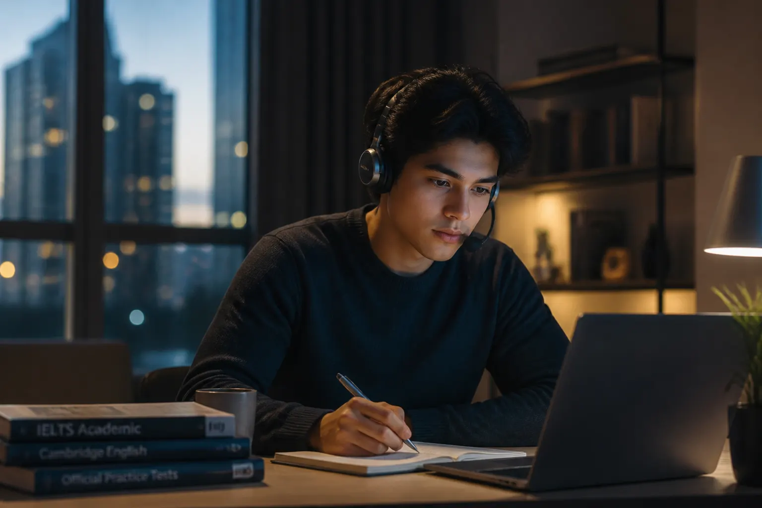 International student in an online IELTS tutoring session with Nexus Academy