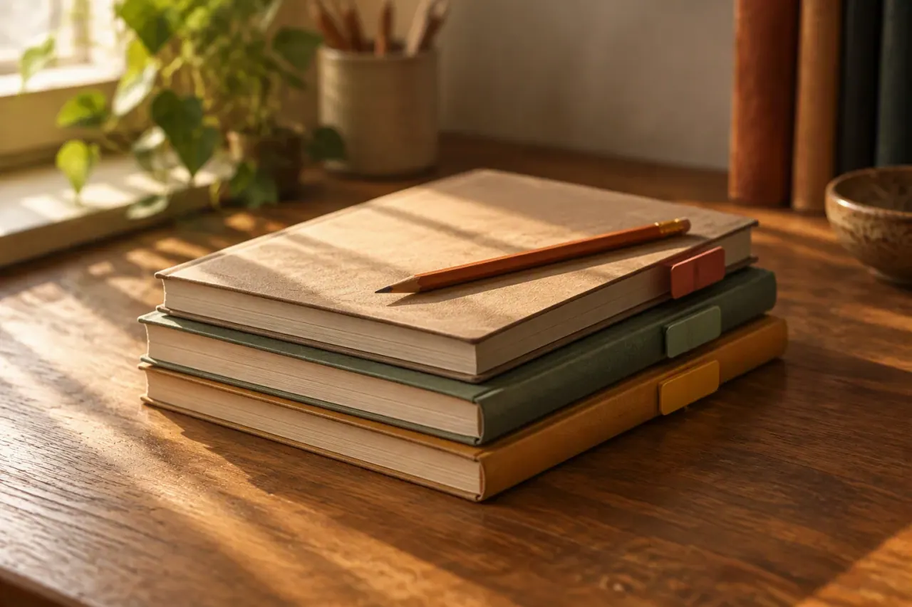 GCSE revision desk with workbook, calculator and notes — Nexus Academy