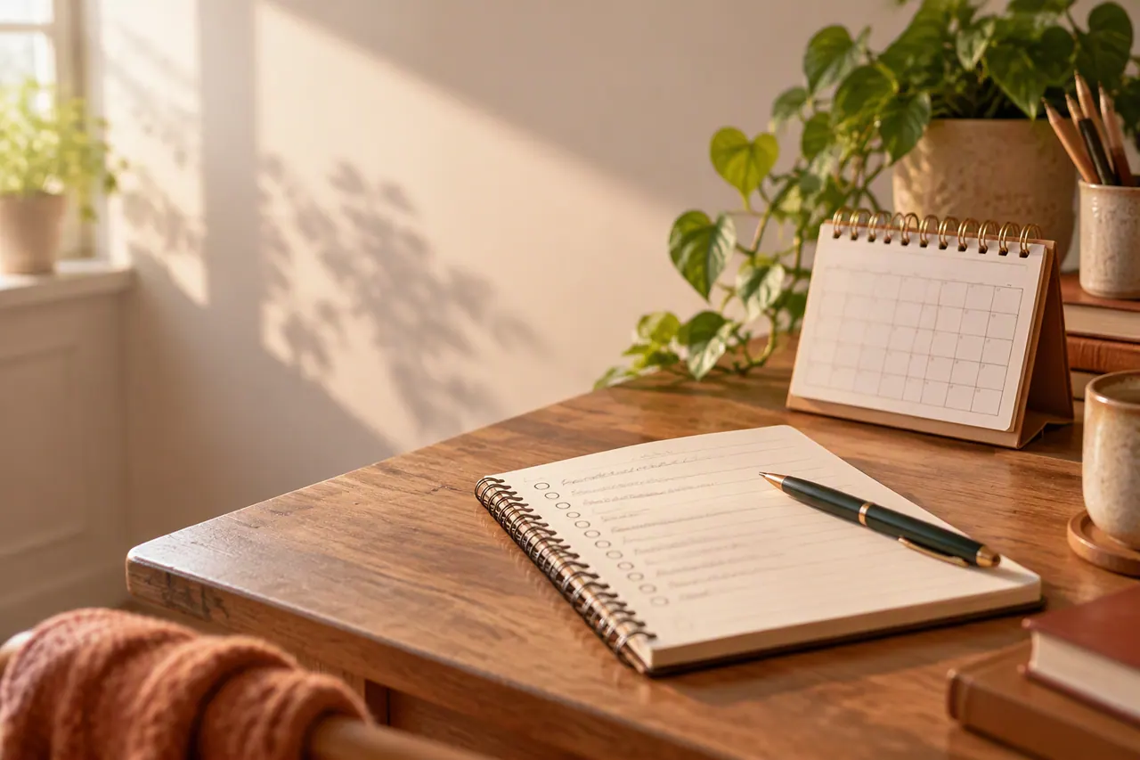 A step-by-step GCSE study plan written out beside a calendar