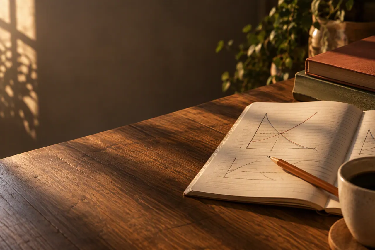 GCSE Economics tutoring — study materials on a warm desk, Nexus Academy
