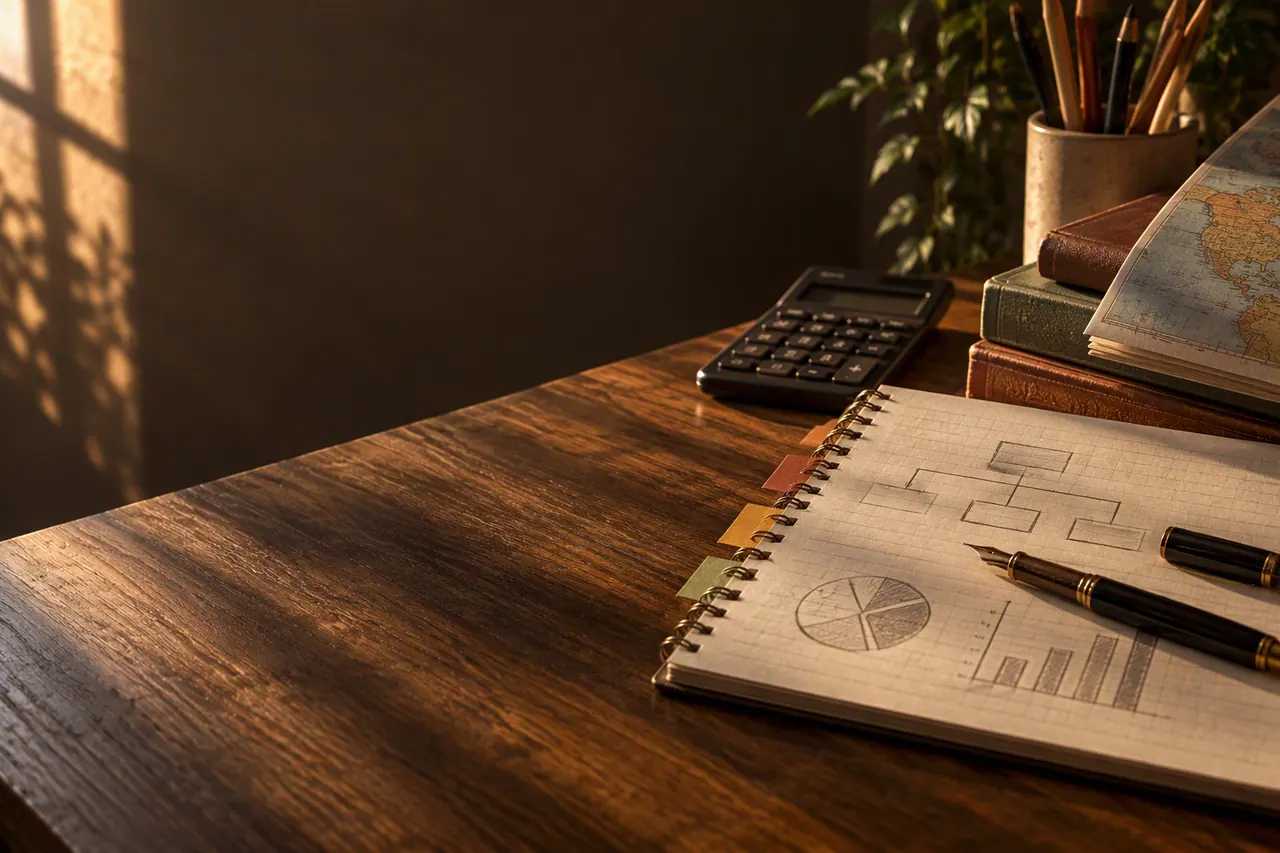 GCSE Business Studies tutoring — study materials on a warm desk, Nexus Academy