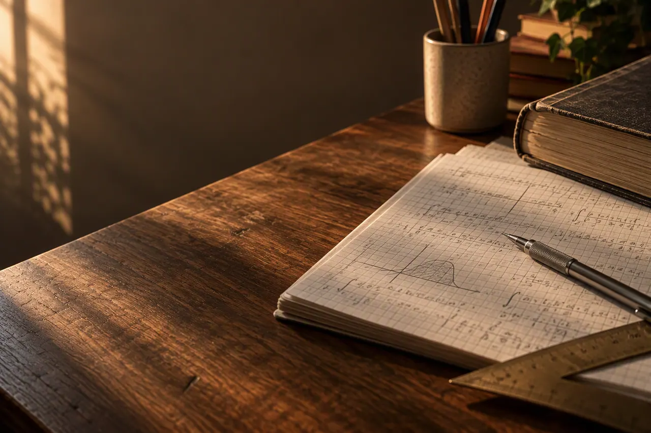 A Level Maths tutoring — study materials on a warm desk, Nexus Academy