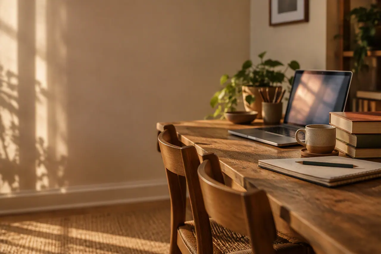 Parent and teenager planning GCSE home education at a UK kitchen table with a laptop — Nexus Academy
